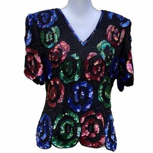 Vintage 80’s STENAY SILK SEQUINED TOP B